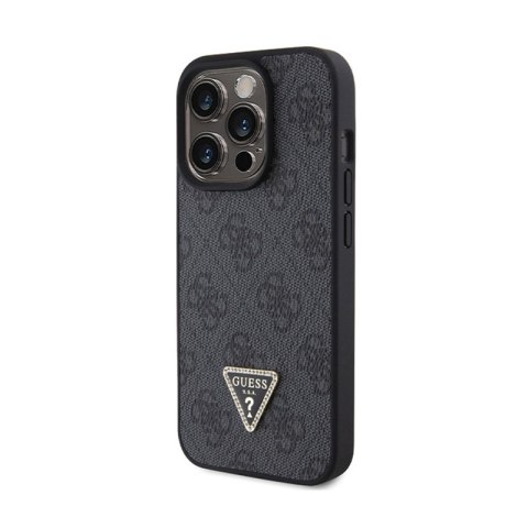 Guess Leather 4G Triangle Strass - Etui iPhone 15 Pro Max (czarny) Guess Leather 4G Triangle Strass - Etui iPhone 15 Pro Max (czarny)