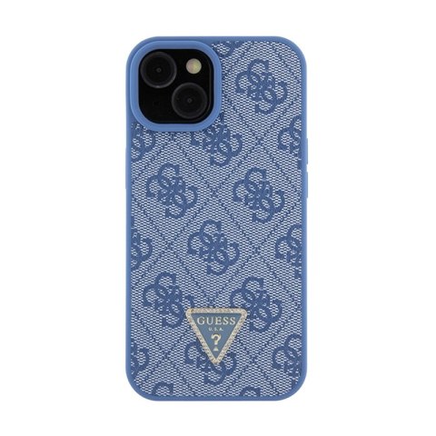 Guess Leather 4G Triangle Strass - Etui iPhone 15 (niebieski) Guess Leather 4G Triangle Strass - Etui iPhone 15 (niebieski)