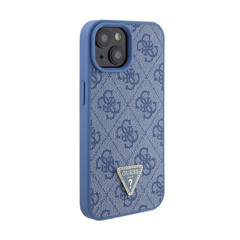 Guess Leather 4G Triangle Strass - Etui iPhone 15 (niebieski) Guess Leather 4G Triangle Strass - Etui iPhone 15 (niebieski)