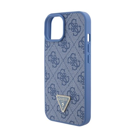 Guess Leather 4G Triangle Strass - Etui iPhone 15 (niebieski) Guess Leather 4G Triangle Strass - Etui iPhone 15 (niebieski)
