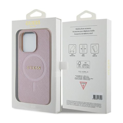 Guess Saffiano MagSafe - Etui iPhone 15 Pro Max (różowy) Guess Saffiano MagSafe - Etui iPhone 15 Pro Max (różowy)