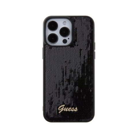 Guess Sequin Script Metal - Etui iPhone 15 Pro Max (czarny) Guess Sequin Script Metal - Etui iPhone 15 Pro Max (czarny)