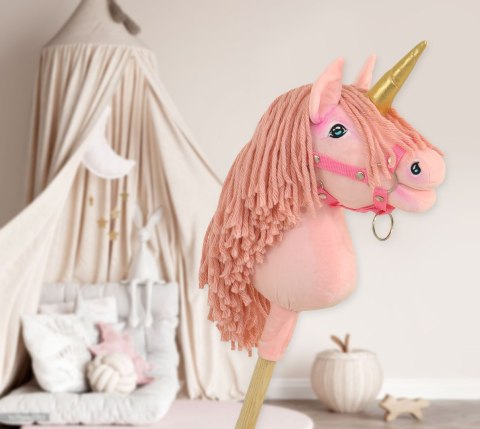 Hobby Horse Jednorożec na kiju mały różowy z różową grzywą i złotym rogiem Hobby Horse Jednorożec na kiju mały różowy z różową grzywą i złotym rogiem