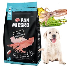 KARMA SUCHA DLA PSA Pan Mięsko Indyk z kalmarami SZCZENIAK chrupki M 3kg