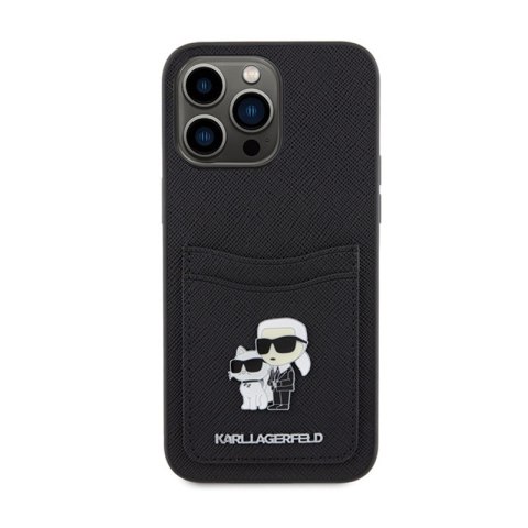 Karl Lagerfeld Saffiano Cardslot Karl & Choupette Metal Logo - Etui iPhone 15 Pro Max (czarny) Karl Lagerfeld Saffiano Cardslot Karl & Choupette Metal Logo - Etui iPhone 15 Pro Max (czarny)