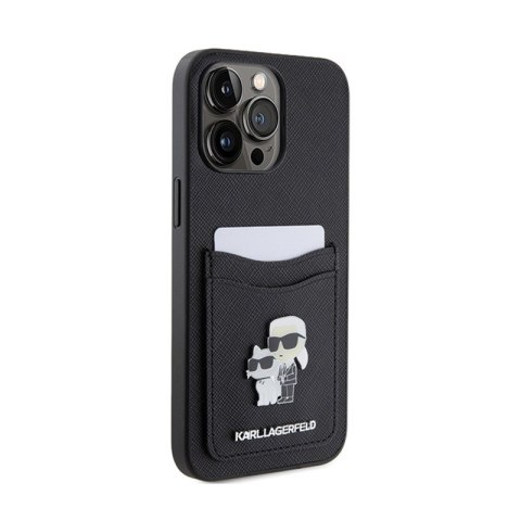 Karl Lagerfeld Saffiano Cardslot Karl & Choupette Metal Logo - Etui iPhone 15 Pro Max (czarny) Karl Lagerfeld Saffiano Cardslot Karl & Choupette Metal Logo - Etui iPhone 15 Pro Max (czarny)