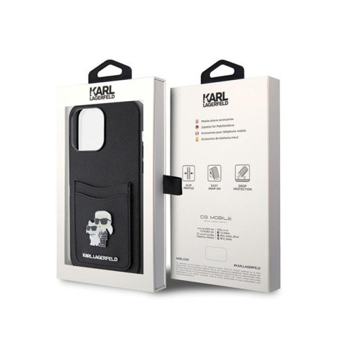 Karl Lagerfeld Saffiano Cardslot Karl & Choupette Metal Logo - Etui iPhone 15 Pro Max (czarny) Karl Lagerfeld Saffiano Cardslot Karl & Choupette Metal Logo - Etui iPhone 15 Pro Max (czarny)