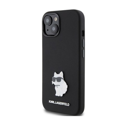 Karl Lagerfeld Silicone Choupette Metal Pin - Etui iPhone 15 (czarny) Karl Lagerfeld Silicone Choupette Metal Pin - Etui iPhone 15 (czarny)