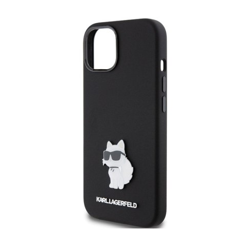 Karl Lagerfeld Silicone Choupette Metal Pin - Etui iPhone 15 (czarny) Karl Lagerfeld Silicone Choupette Metal Pin - Etui iPhone 15 (czarny)