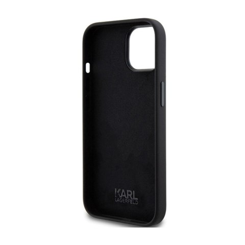 Karl Lagerfeld Silicone Choupette Metal Pin - Etui iPhone 15 (czarny) Karl Lagerfeld Silicone Choupette Metal Pin - Etui iPhone 15 (czarny)