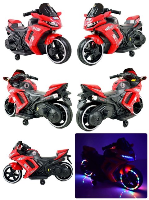 MOTOR ŚCIGACZ SPORT 1 Z OPARCIEM, ŚWIECĄCE KOŁA/, DWA SILNIKI/DM1600 MOTOR ŚCIGACZ SPORT 1 Z OPARCIEM, ŚWIECĄCE KOŁA/, DWA SILNIKI/DM1600
