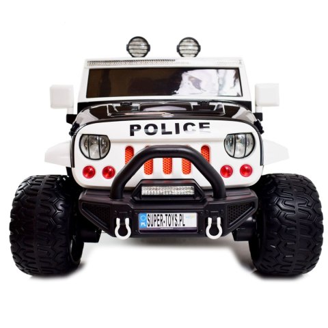 JEEP POLICJA 4X4 Z AMORTYZATORAMI, PILOT, PANEL MP4, REGULOWANE SIEDZENIE,ZDERZAK Z AMORTYZATOREM, /SX-1718 JEEP POLICJA 4X4 Z AMORTYZATORAMI, PILOT, PANEL MP4, REGULOWANE SIEDZENIE,ZDERZAK Z AMORTYZATOREM, /SX-1718
