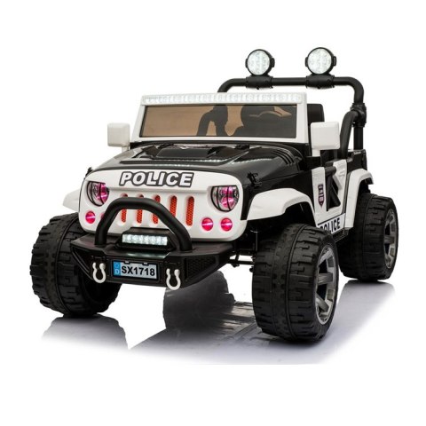 JEEP POLICJA 4X4 Z AMORTYZATORAMI, PILOT, PANEL MP4, REGULOWANE SIEDZENIE,ZDERZAK Z AMORTYZATOREM, /SX-1718 JEEP POLICJA 4X4 Z AMORTYZATORAMI, PILOT, PANEL MP4, REGULOWANE SIEDZENIE,ZDERZAK Z AMORTYZATOREM, /SX-1718