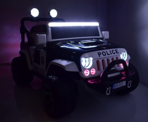 JEEP BUGGY POLICJA MEGA KOŁA Z AMORTYZATORAMI PILOT 4X4, PANEL, PRZESUWANE SIEDZENIE, /SX-1719 JEEP BUGGY POLICJA MEGA KOŁA Z AMORTYZATORAMI PILOT 4X4, PANEL, PRZESUWANE SIEDZENIE, /SX-1719