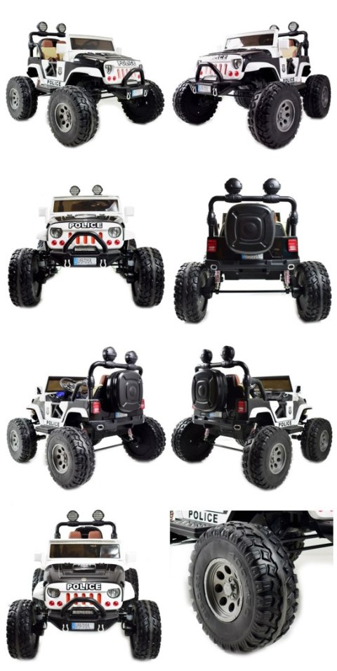 JEEP BUGGY POLICJA MEGA KOŁA Z AMORTYZATORAMI PILOT 4X4, PANEL, PRZESUWANE SIEDZENIE, /SX-1719 JEEP BUGGY POLICJA MEGA KOŁA Z AMORTYZATORAMI PILOT 4X4, PANEL, PRZESUWANE SIEDZENIE, /SX-1719