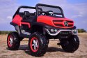 MERCEDES BENZ UNIMOG 4X4,12V14AH, AMORTYZATORY, MIĘKKIE KOŁA, MP4, SUPER OPCJA/UNIMOG