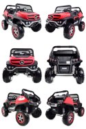 MERCEDES BENZ UNIMOG 4X4,12V14AH, AMORTYZATORY, MIĘKKIE KOŁA, MP4, SUPER OPCJA/UNIMOG