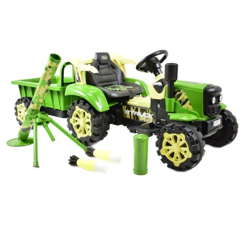 TRAKTOR NA AKUMULATOR ZIELONY Z PRZYCZEPĄ + MOŻDZIERZ, MIĘKKIE SIEDZENIE,PILOT/HSD6606 TRAKTOR NA AKUMULATOR ZIELONY Z PRZYCZEPĄ + MOŻDZIERZ, MIĘKKIE SIEDZENIE,PILOT/HSD6606