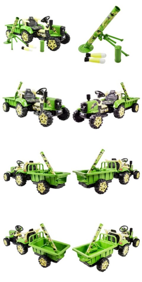 TRAKTOR NA AKUMULATOR ZIELONY Z PRZYCZEPĄ + MOŻDZIERZ, MIĘKKIE SIEDZENIE,PILOT/HSD6606 TRAKTOR NA AKUMULATOR ZIELONY Z PRZYCZEPĄ + MOŻDZIERZ, MIĘKKIE SIEDZENIE,PILOT/HSD6606