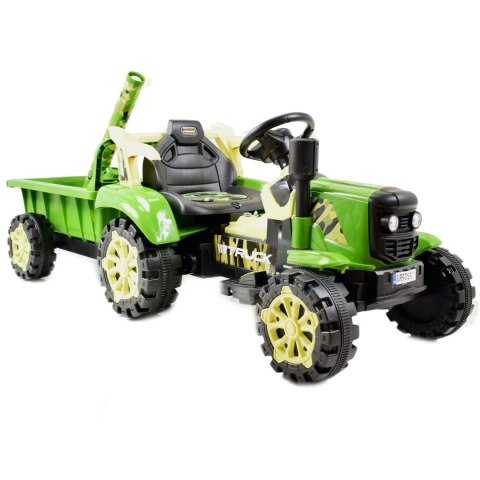 TRAKTOR NA AKUMULATOR ZIELONY Z PRZYCZEPĄ + MOŻDZIERZ, MIĘKKIE SIEDZENIE,PILOT/HSD6606 TRAKTOR NA AKUMULATOR ZIELONY Z PRZYCZEPĄ + MOŻDZIERZ, MIĘKKIE SIEDZENIE,PILOT/HSD6606