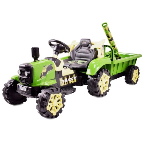 TRAKTOR NA AKUMULATOR ZIELONY Z PRZYCZEPĄ + MOŻDZIERZ, MIĘKKIE SIEDZENIE,PILOT/HSD6606 TRAKTOR NA AKUMULATOR ZIELONY Z PRZYCZEPĄ + MOŻDZIERZ, MIĘKKIE SIEDZENIE,PILOT/HSD6606