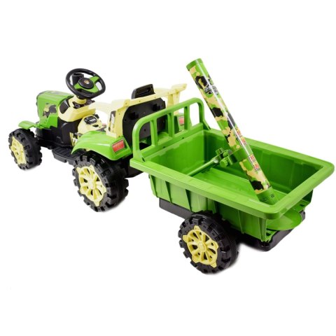 TRAKTOR NA AKUMULATOR ZIELONY Z PRZYCZEPĄ + MOŻDZIERZ, MIĘKKIE SIEDZENIE,PILOT/HSD6606 TRAKTOR NA AKUMULATOR ZIELONY Z PRZYCZEPĄ + MOŻDZIERZ, MIĘKKIE SIEDZENIE,PILOT/HSD6606