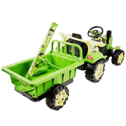 TRAKTOR NA AKUMULATOR ZIELONY Z PRZYCZEPĄ + MOŻDZIERZ, MIĘKKIE SIEDZENIE,PILOT/HSD6606 TRAKTOR NA AKUMULATOR ZIELONY Z PRZYCZEPĄ + MOŻDZIERZ, MIĘKKIE SIEDZENIE,PILOT/HSD6606