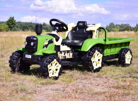 TRAKTOR NA AKUMULATOR ZIELONY Z PRZYCZEPĄ + MOŻDZIERZ, MIĘKKIE SIEDZENIE,PILOT/HSD6606 TRAKTOR NA AKUMULATOR ZIELONY Z PRZYCZEPĄ + MOŻDZIERZ, MIĘKKIE SIEDZENIE,PILOT/HSD6606