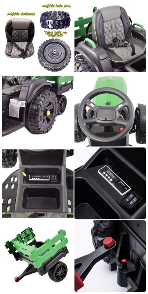 WIELKI TRAKTOR NA AKUMULATOR Z PRZYCZEPĄ, MIĘKKIE KOŁA, MIĘKKIE SIEDZENIE/BDM0925 WIELKI TRAKTOR NA AKUMULATOR Z PRZYCZEPĄ, MIĘKKIE KOŁA, MIĘKKIE SIEDZENIE/BDM0925