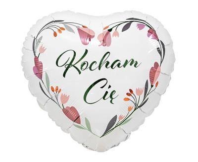 Balon Foliowy serce, białe, Kocham Cię, 46cm Balon Foliowy serce, białe, Kocham Cię, 46cm