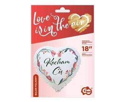 Balon Foliowy serce, białe, Kocham Cię, 46cm Balon Foliowy serce, białe, Kocham Cię, 46cm