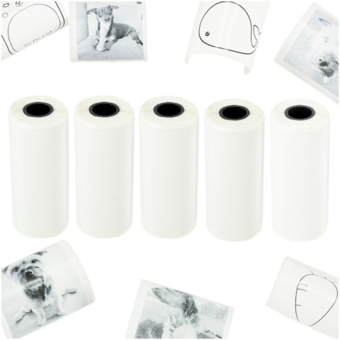 Rolki papier wkład samoprzylepny termiczny do mini drukarki 5,7cmx4,5m 5 sztuk Rolki papier wkład samoprzylepny termiczny do mini drukarki 5,7cmx4,5m 5 sztuk