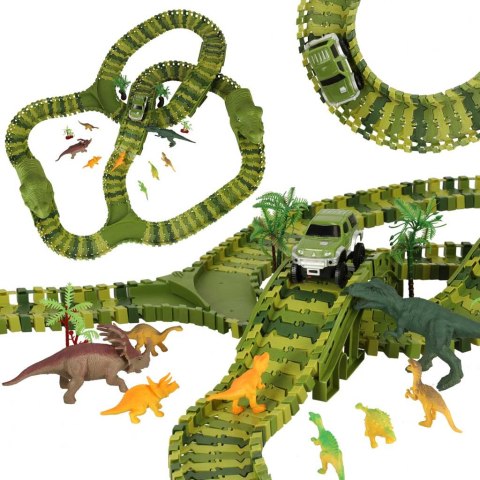 Tor wyścigowy dinozaury samochody 240 elementów Tor wyścigowy dinozaury samochody 240 elementów