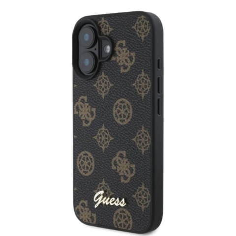 Guess Peony Script MagSafe - Etui iPhone 16 (czarny) Guess Peony Script MagSafe - Etui iPhone 16 (czarny)