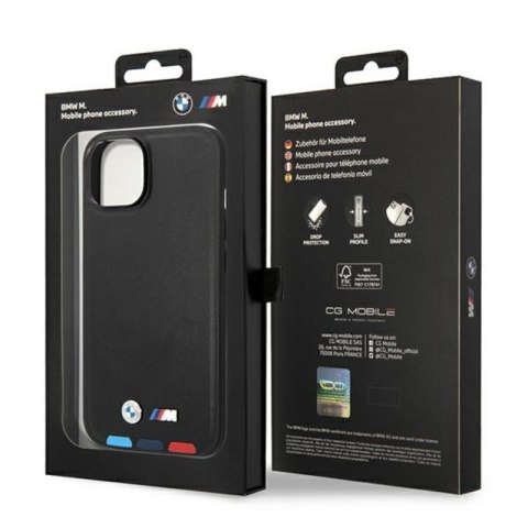 BMW Leather Hot Stamp Tricolor - Etui iPhone 14 (Czarny) BMW Leather Hot Stamp Tricolor - Etui iPhone 14 (Czarny)