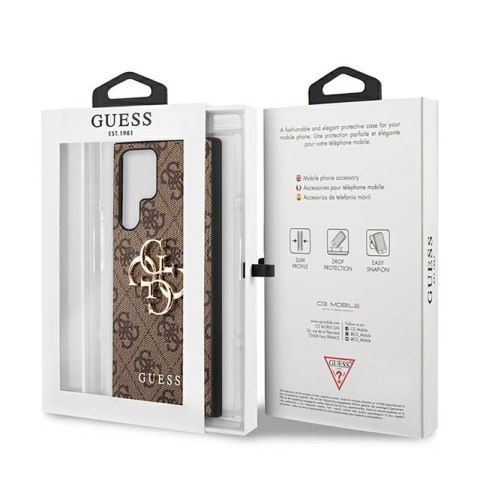 Guess 4G Big Metal Logo - Etui Samsung Galaxy S23 Ultra (brązowy) Guess 4G Big Metal Logo - Etui Samsung Galaxy S23 Ultra (brązowy)