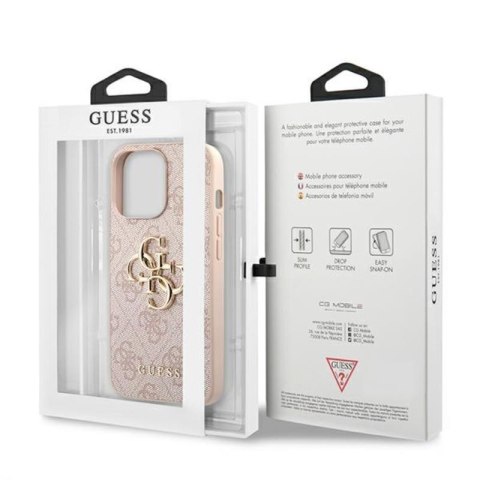 Guess 4G Big Metal Logo - Etui iPhone 13 Pro Max (różowy) Guess 4G Big Metal Logo - Etui iPhone 13 Pro Max (różowy)