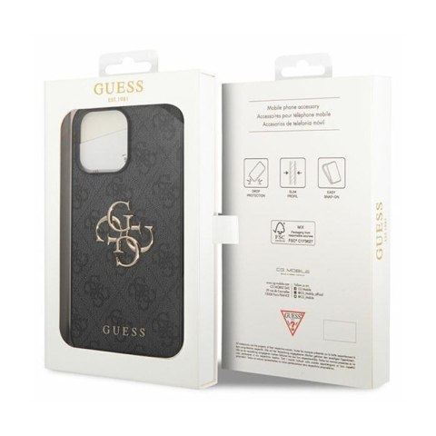 Guess 4G Big Metal Logo - Etui iPhone 15 Pro (szary) Guess 4G Big Metal Logo - Etui iPhone 15 Pro (szary)