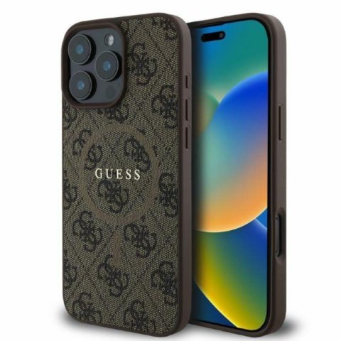 Guess 4G Ring Classic Logo MagSafe - Etui iPhone 16 Pro Max (brązowy) Guess 4G Ring Classic Logo MagSafe - Etui iPhone 16 Pro Max (brązowy)