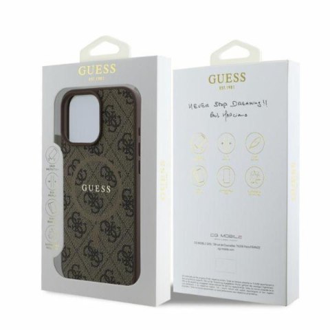 Guess 4G Ring Classic Logo MagSafe - Etui iPhone 16 Pro Max (brązowy) Guess 4G Ring Classic Logo MagSafe - Etui iPhone 16 Pro Max (brązowy)