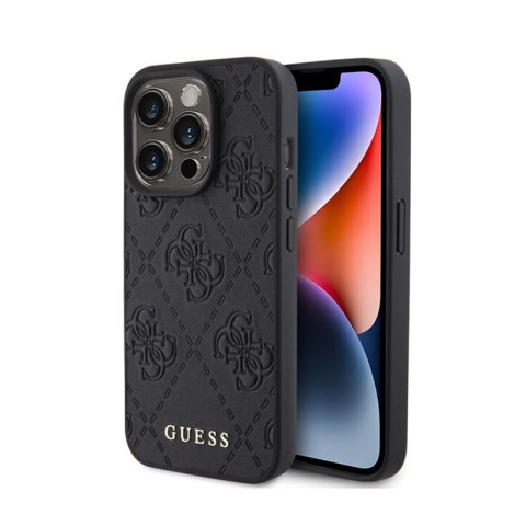 Guess Leather 4G Stamped - Etui iPhone 15 Pro (czarny) Guess Leather 4G Stamped - Etui iPhone 15 Pro (czarny)