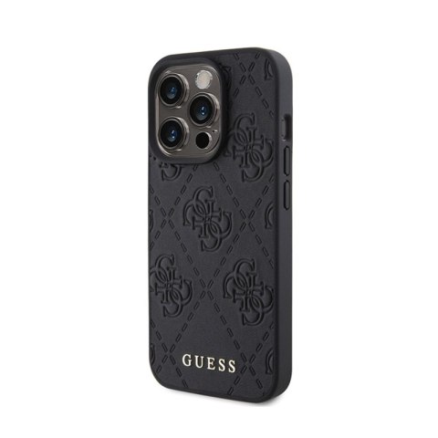 Guess Leather 4G Stamped - Etui iPhone 15 Pro (czarny) Guess Leather 4G Stamped - Etui iPhone 15 Pro (czarny)