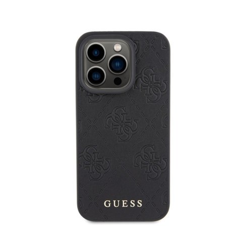 Guess Leather 4G Stamped - Etui iPhone 15 Pro (czarny) Guess Leather 4G Stamped - Etui iPhone 15 Pro (czarny)