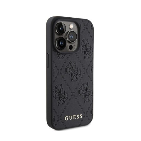 Guess Leather 4G Stamped - Etui iPhone 15 Pro (czarny) Guess Leather 4G Stamped - Etui iPhone 15 Pro (czarny)