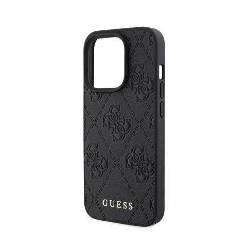 Guess Leather 4G Stamped - Etui iPhone 15 Pro (czarny) Guess Leather 4G Stamped - Etui iPhone 15 Pro (czarny)