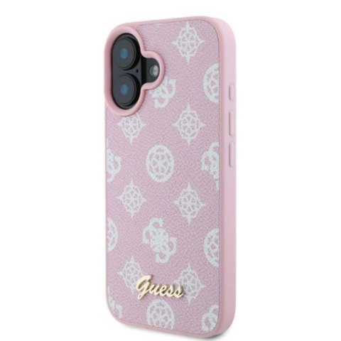 Guess Peony Script MagSafe - Etui iPhone 16 (różowy) Guess Peony Script MagSafe - Etui iPhone 16 (różowy)