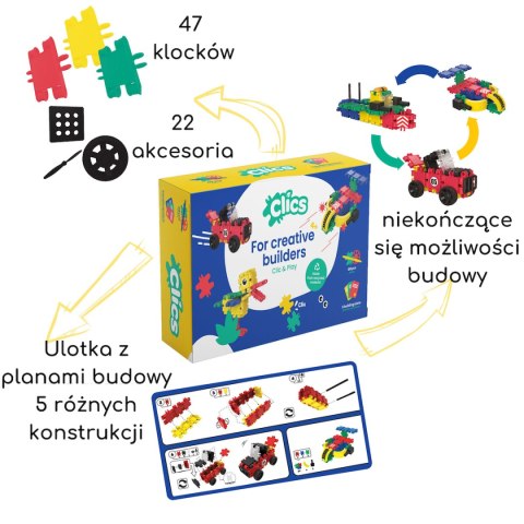 Clics Box 5w1 69 el. - Klocki konstrukcyjne Clics Box 5w1 69 el. - Klocki konstrukcyjne