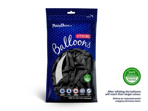 Balony lateksowe Strong, Czarne, Metallic Black, 30cm, 100 szt. Balony lateksowe Strong, Czarne, Metallic Black, 30cm, 100 szt.