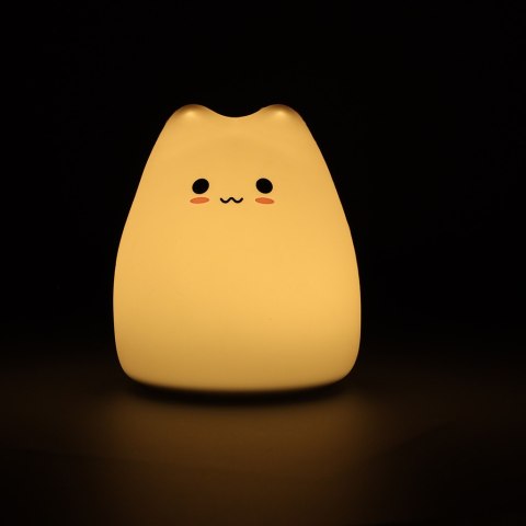 Lampka nocna dla dzieci silikonowa 4 LED na baterie biała kotek Lampka nocna dla dzieci silikonowa 4 LED na baterie biała kotek