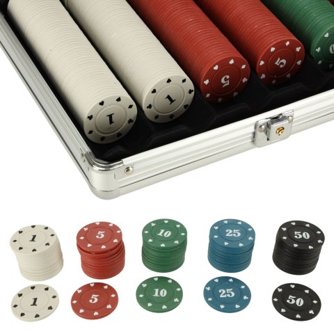 Poker zestaw do gry w walizce 500 żetonów 2 talie kart Poker zestaw do gry w walizce 500 żetonów 2 talie kart